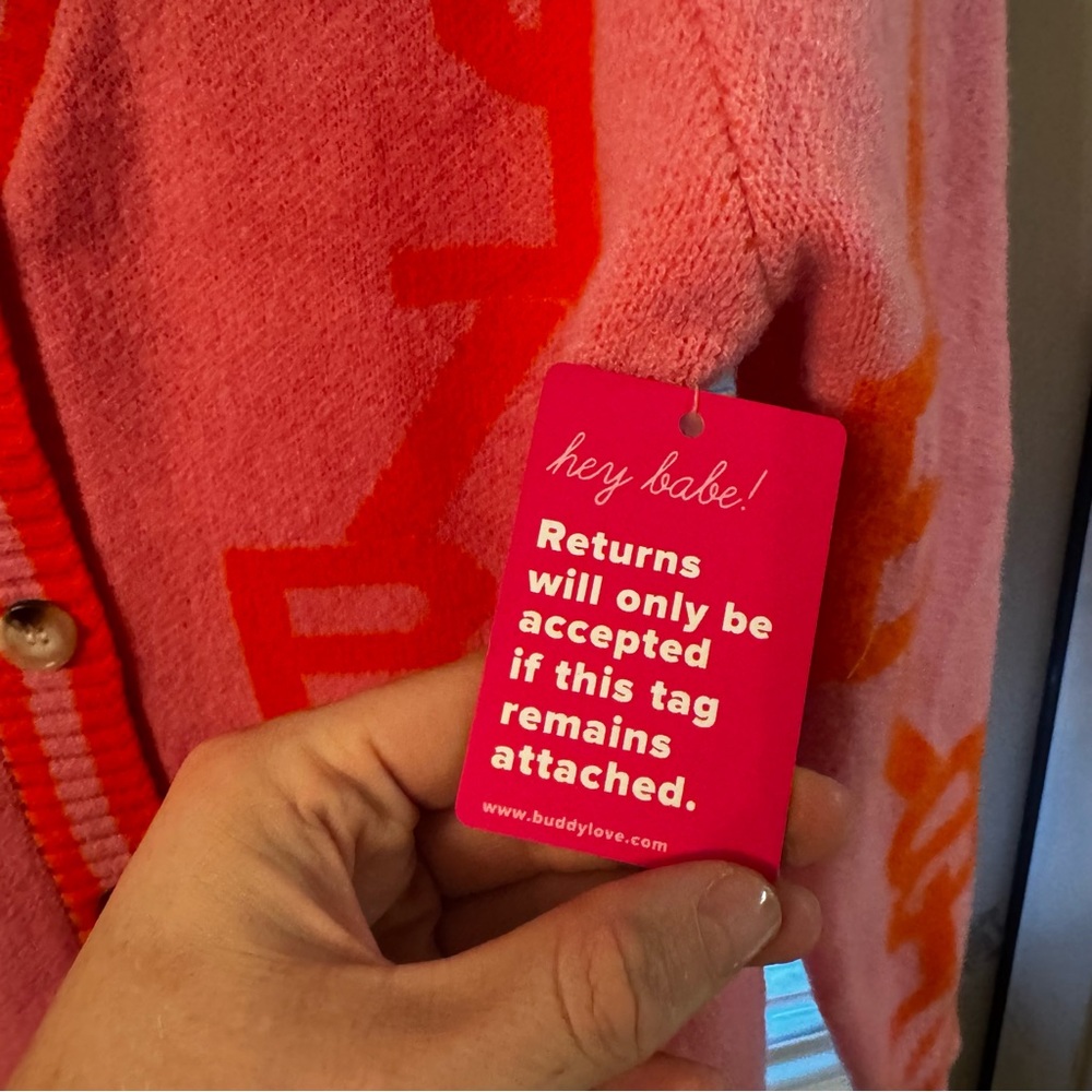 Buddy Love Vibrant Pink and Orange Cardigan NWT** - Picture 8 of 9